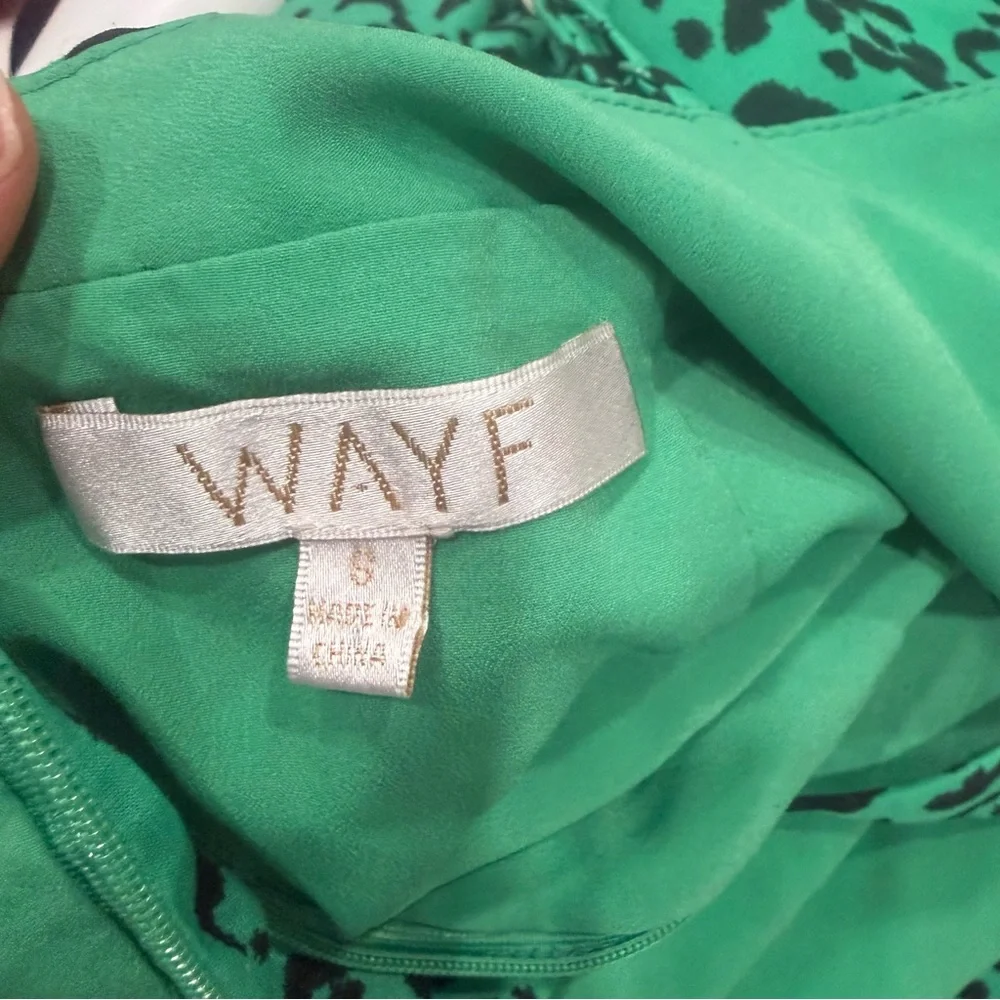 Wayf Green Leopard-Print V-Neck Ruffle Mini Dress - Picture 3 of 3